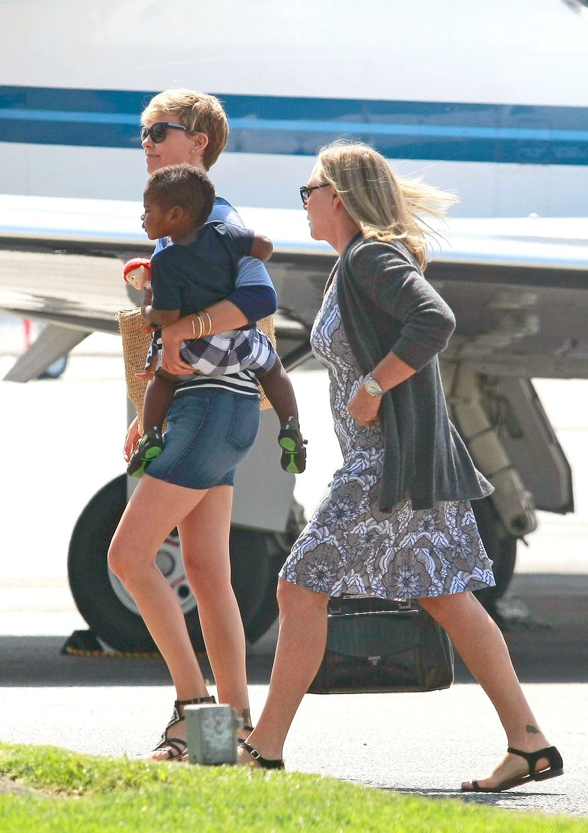 Charlize Theron, Jackson Theron and mother, Gerda Maritz